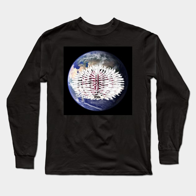 White sea urchin on planet earth Long Sleeve T-Shirt by FabuleusePlanete